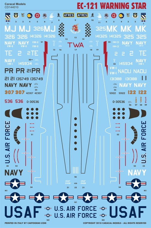 1/144 Lockheed EC-121 Warning Star - Aircraft Decals and masks 1/144