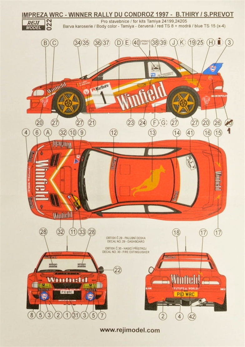 1/24 Transkit Subaru Impreza WRC Du Condroz 1997 - 1/24 Decals and Masks