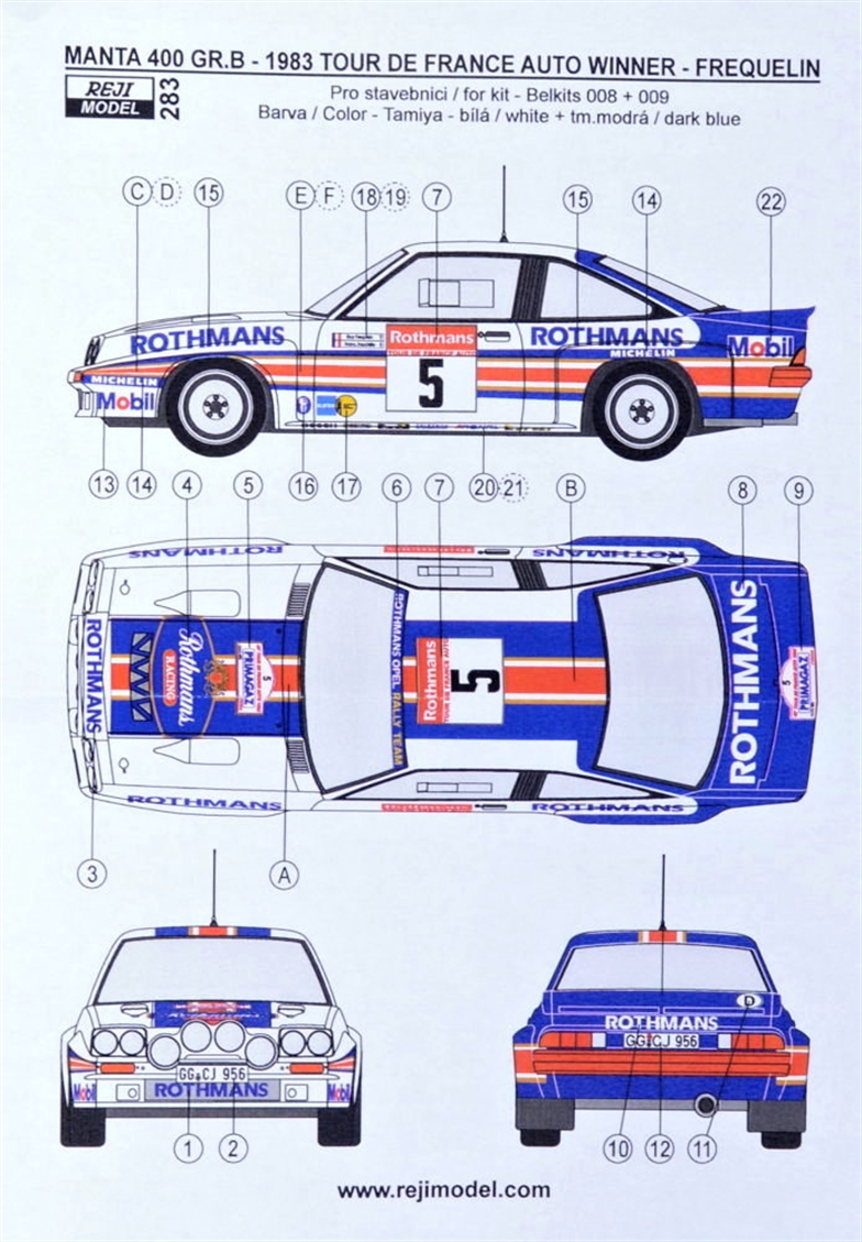 1/24 Opel Manta 400 GR.B Tour de France 1983 - 1/24 Decals and Masks