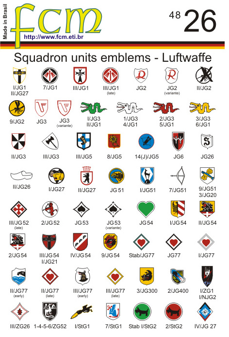 1/48 80 different WWII Luftwaffe Squadron Unit emblems - 1/48 Aircraft ...