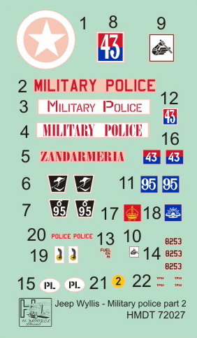 1/72 Willys Jeep MB/Ford GPW Military Police Part 2 - 1/72 AFV Decals