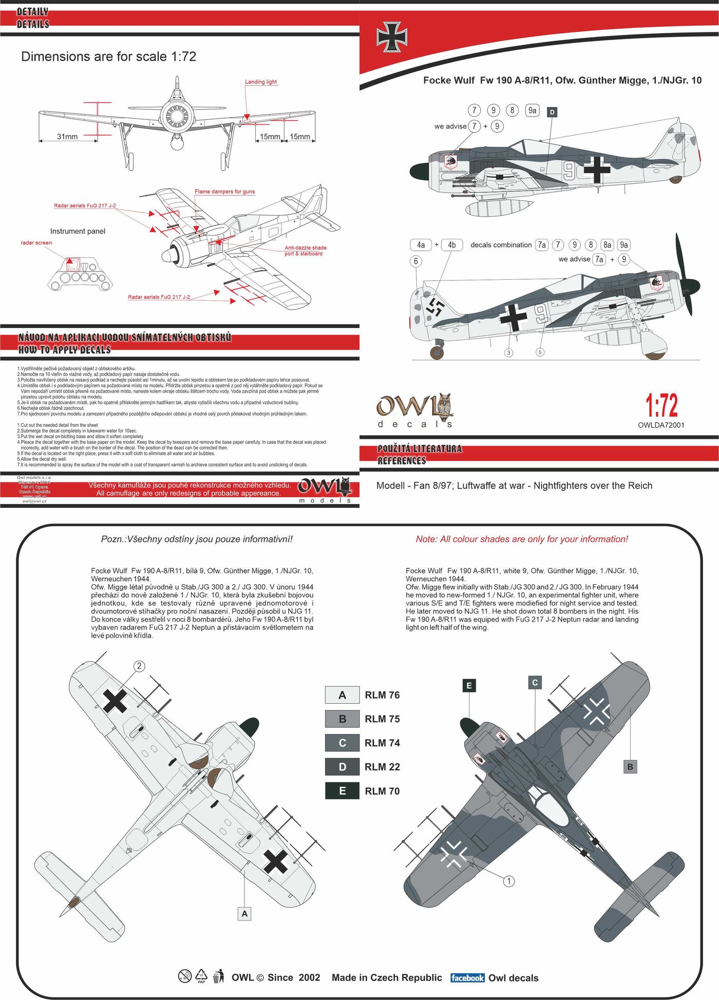 1 72 Focke Wulf Fw 190a 8 R11 1 Njgr 10 1 72 Aircraft Decals