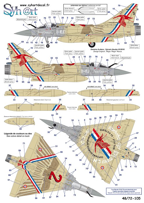 1/72 Mirage 2000-5F n°43 2-EJ Vieux Charles EC 1/2 Cigognes 2017 - 1/72 ...