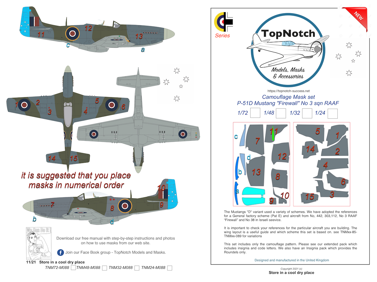 1/32 P-51D Mustang Firewall No 3 sqn Raaf camouflage pattern - 1/32 ...