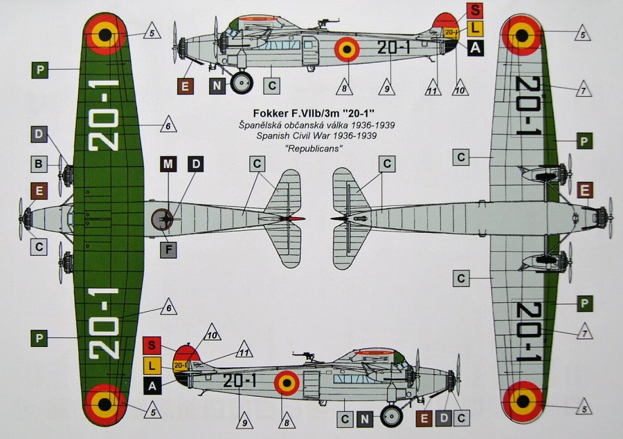 1/72 Fokker F.VIIb/3m (Spanish Civil war) - 1/72 aircraft plastic or ...