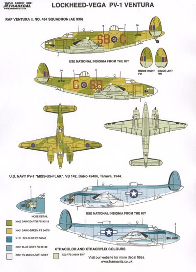 1/48 Lockheed-Vega PV-1 Ventura - 1/48 Aircraft Mask & Decals