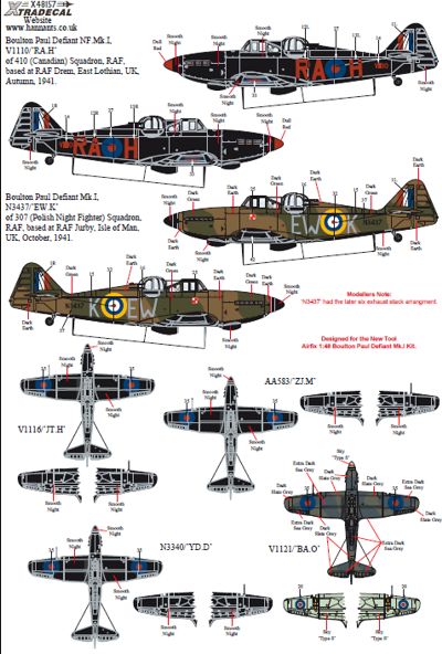 1/48 Boulton-Paul Defiant Mk.I/NF.II/ ASR.Mk.I - 1/48 Aircraft Mask ...