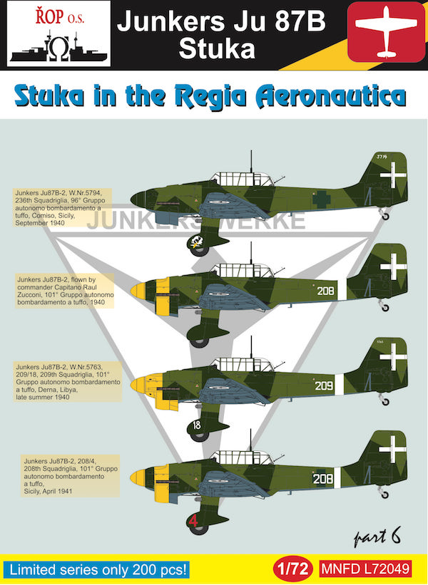 1 72 Junkers Ju 87b Stuka In The Regia Aeronautica Part 6 Décals