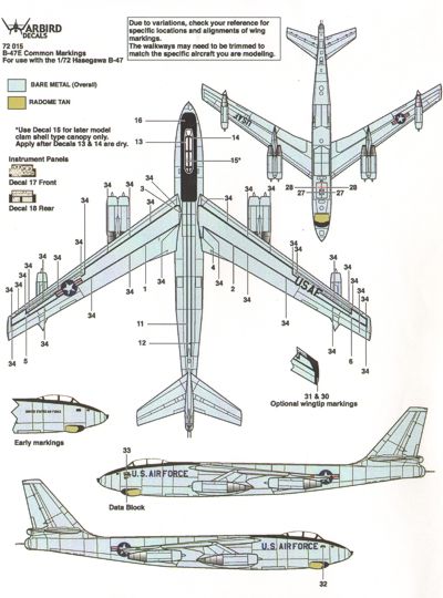 1/72 Boeing B-47 Stratojet Wing Walkways - 1/72 aircraft decals