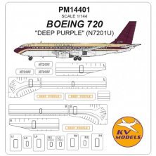 KV Décalcomanies Boeing 720 DEEP PURPLE N7201U 1/144 KV Décalcomanies Boeing 720 DEEP PURPLE N7201U 1/144