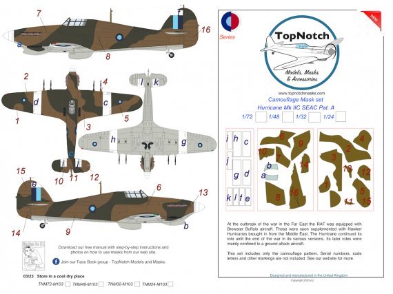 1/72 Seac Hawker Hurricane Mk.IIc A Camouflage paint masks - 1/72 ...