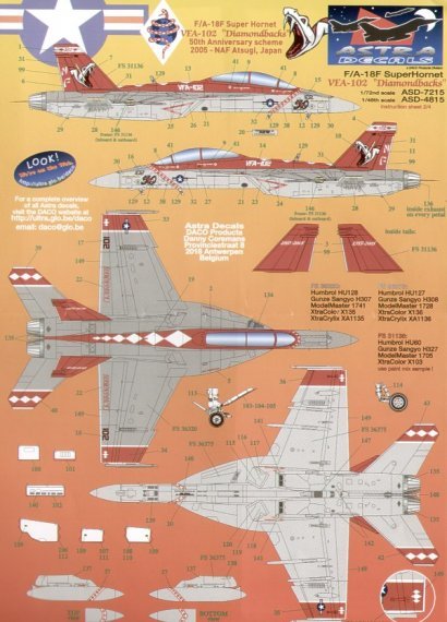 1/72 Boeing F/A-18F Super Hornet Diamondback - 1/72 aircraft decals