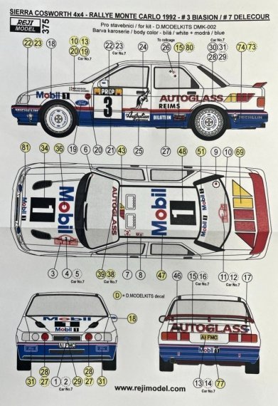 1/24 Sierra Cosworth 4x4 Rallye Monte Carlo 1992 decal - 1/24 Decals ...