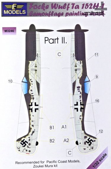 1 32 Mask Focke Wulf Ta 152h 1 Camouflage Part 2 Décals Et Masques