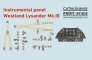 1/48 Instrument panel Westland Lysander Mk.III decal