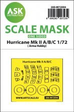 1/72 Hawker Hurricane Mk.IIA/B/C one-sided fit express mask 1/72 Hawker Hurricane Mk.IIA/B/C one-sided fit express mask