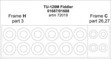 1/72 Tupolev TU-128M Fiddler wheel masks 1/72 Tupolev TU-128M Fiddler wheel masks