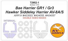 1/72 Harrier GR1 / GR3 / Av8A/S double-sided masks for Airfix 1/72 Harrier GR1 / GR3 / Av8A/S double-sided masks for Airfix