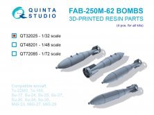 Quinta Studio FAB-250 M-62 Bombes 1/32 (4 pcs) Quinta Studio FAB-250 M-62 Bombes 1/32 (4 pcs)